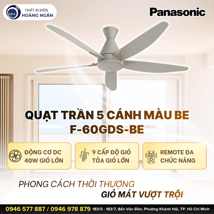 Quạt Trần Panasonic 5 Cánh F-60GDS-BE