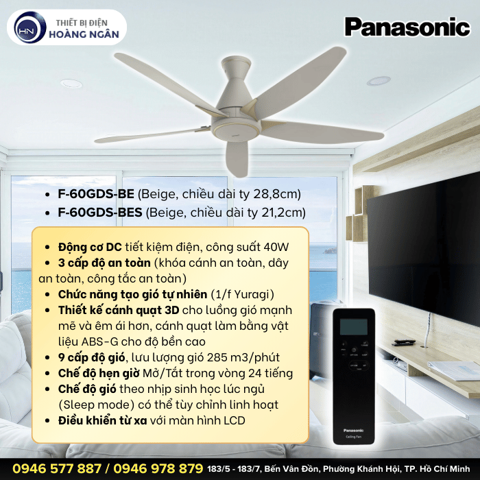 Quạt Trần Panasonic 5 Cánh F-60GDS-BE