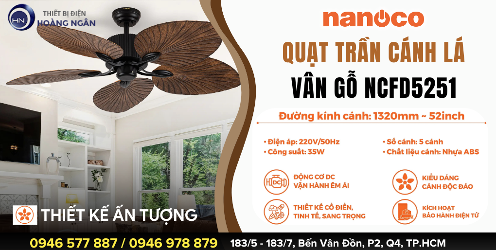 Quạt Trần Trang Trí 5 Cánh NANOCO NCFD5251