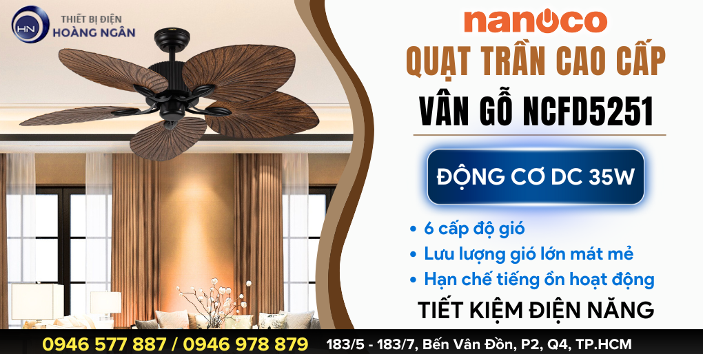 Quạt Trần Trang Trí 5 Cánh NANOCO NCFD5251