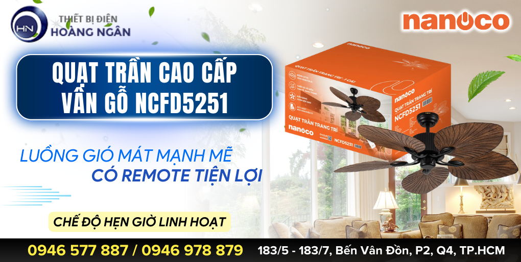 Quạt Trần Trang Trí 5 Cánh NANOCO NCFD5251