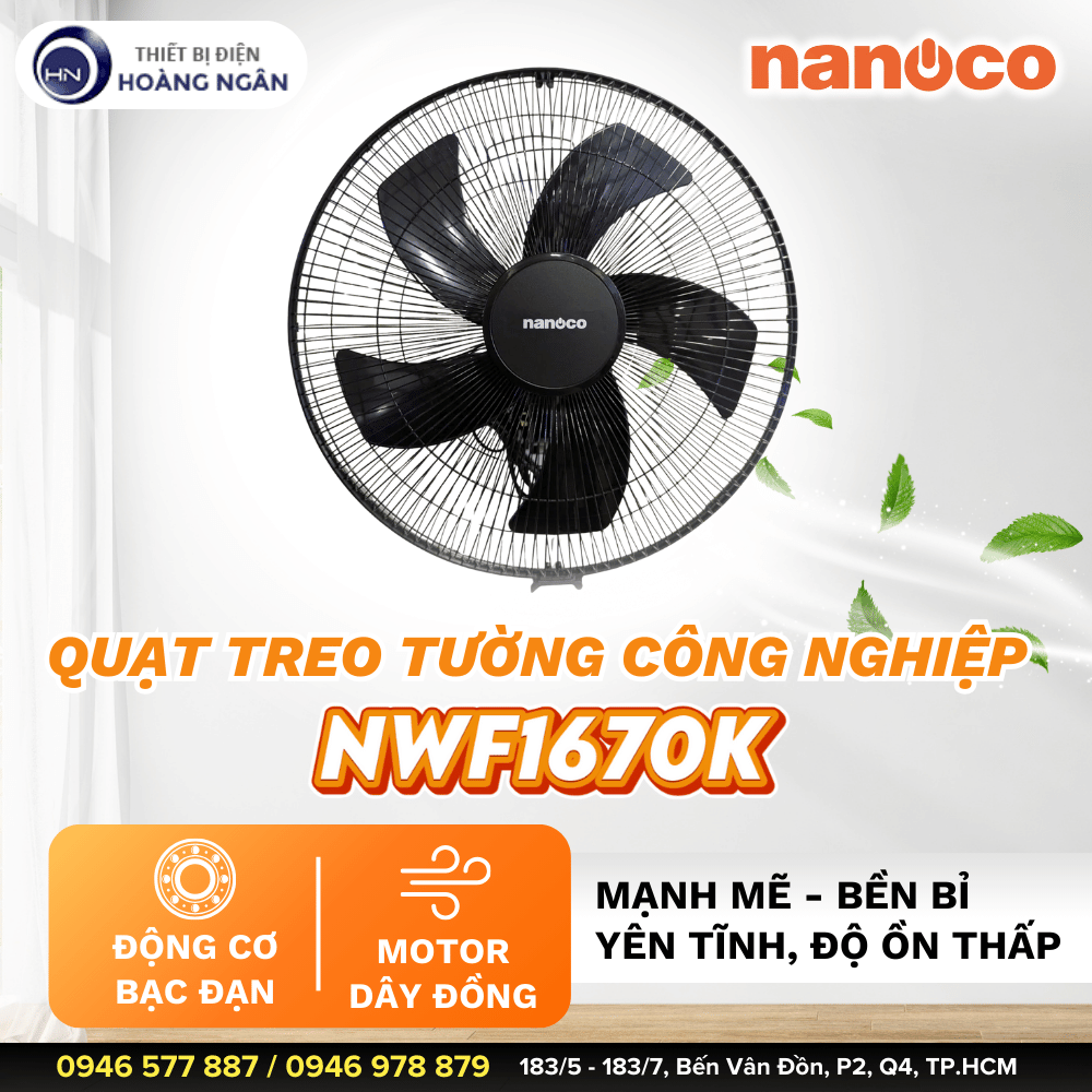 Quạt Treo Tường Công Nghiệp Nanoco NWF1670K