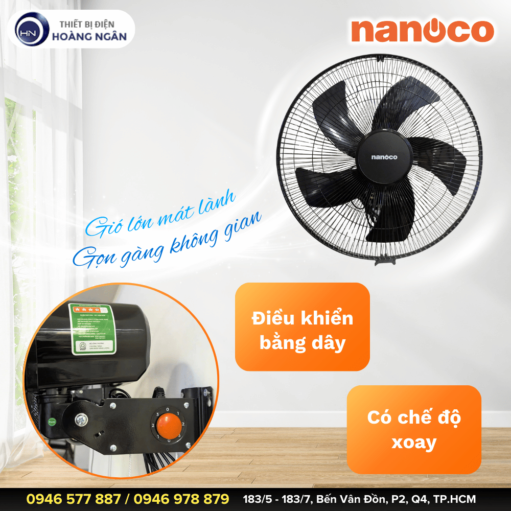 Quạt Treo Tường Công Nghiệp Nanoco NWF1670K