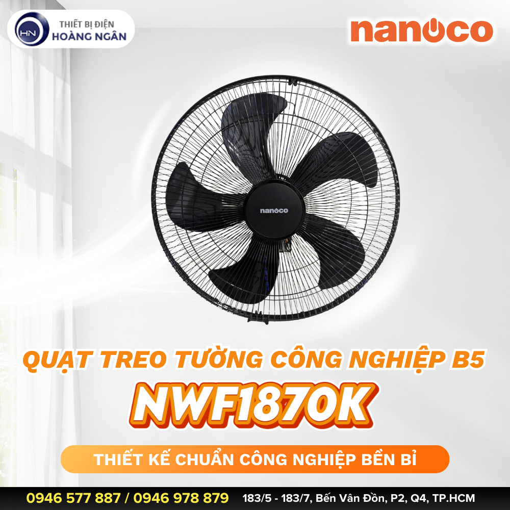Quạt Treo Tường Công Nghiệp B5 Nanoco NWF1870K