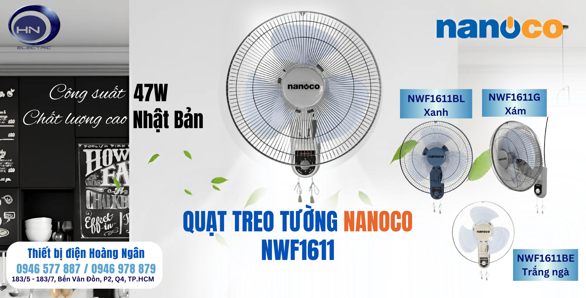 Quạt Treo Tường Điện Cơ Nanoco NWF1611