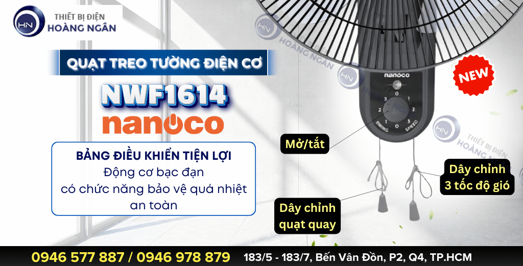 Quạt Treo Tường Điện Cơ Nanoco NWF1614