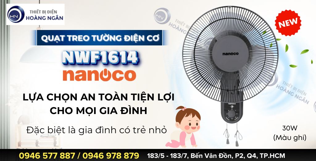 Quạt Treo Tường Điện Cơ Nanoco NWF1614