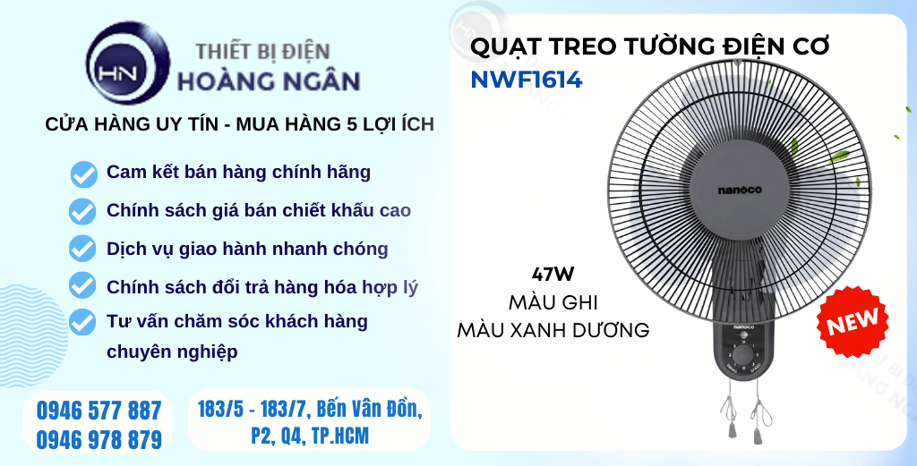 Quạt Treo Tường Điện Cơ Nanoco NWF1614