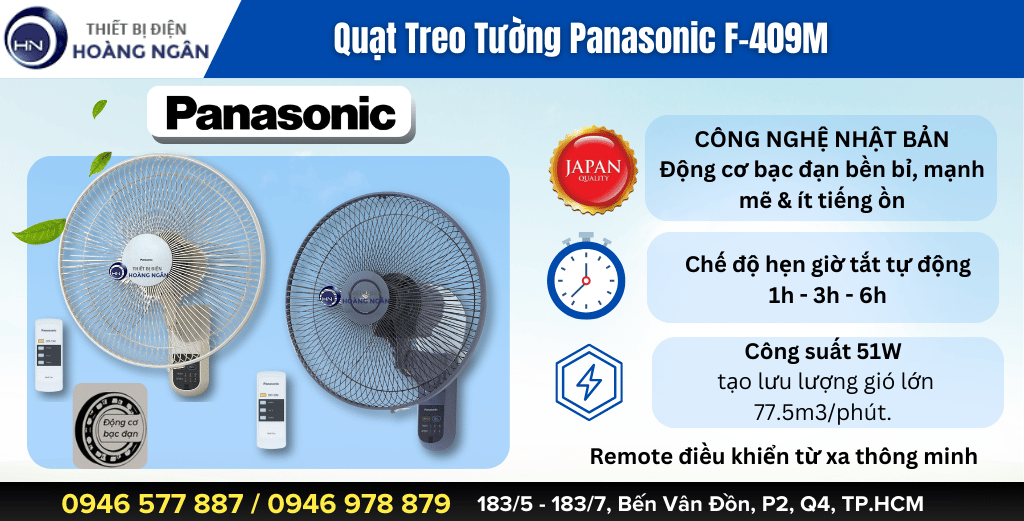 Quạt Treo Tường Panasonic F-409M Cao Cấp