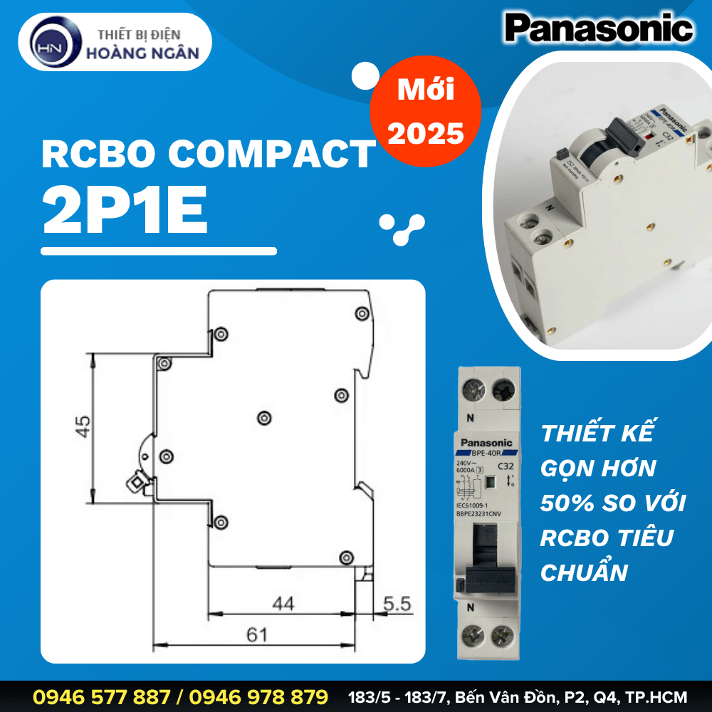 RCBO Panasonic Compact 2P1E Mới Nhất 2025