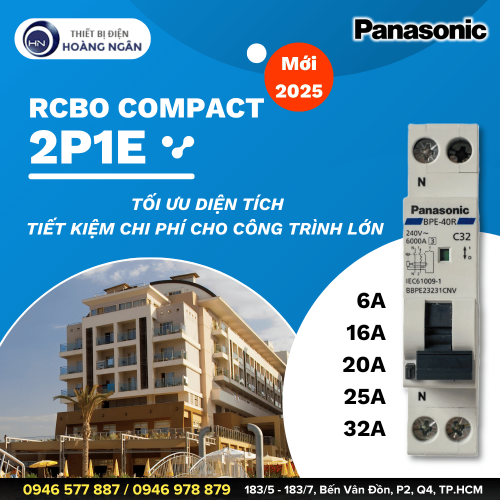 RCBO Panasonic Compact 2P1E Mới Nhất 2025 