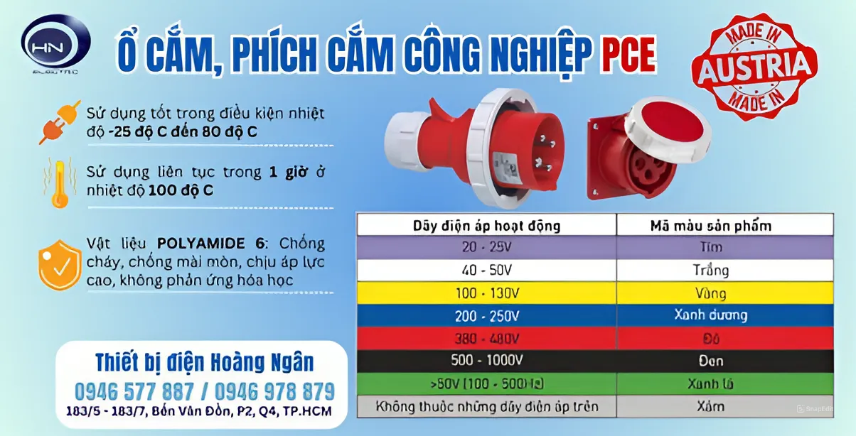 Ổ Cắm Công Nghiệp PCE & Phích Cắm Công Nghiệp PCE