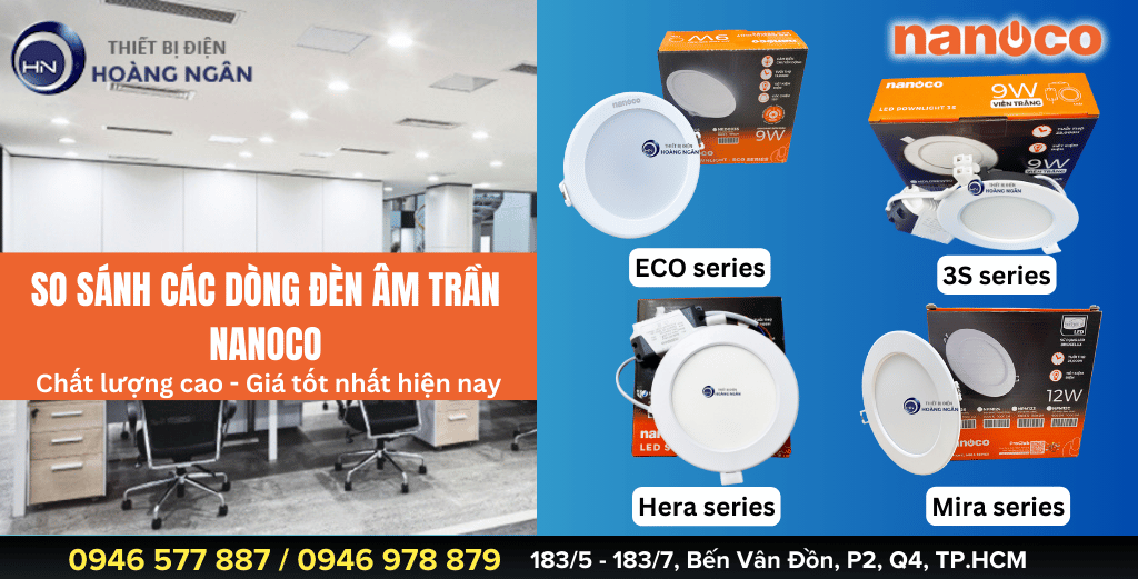 So Sánh Các Dòng Đèn Âm Trần Nanoco Hera Series - 3S Series - Mira Series - Eco Series tốt nhất hiện nay