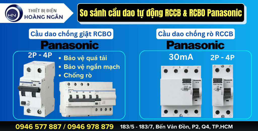 So sánh Cầu Dao Chống Rò RCCB & Cầu Dao Chống Giật RCBO Panasonic