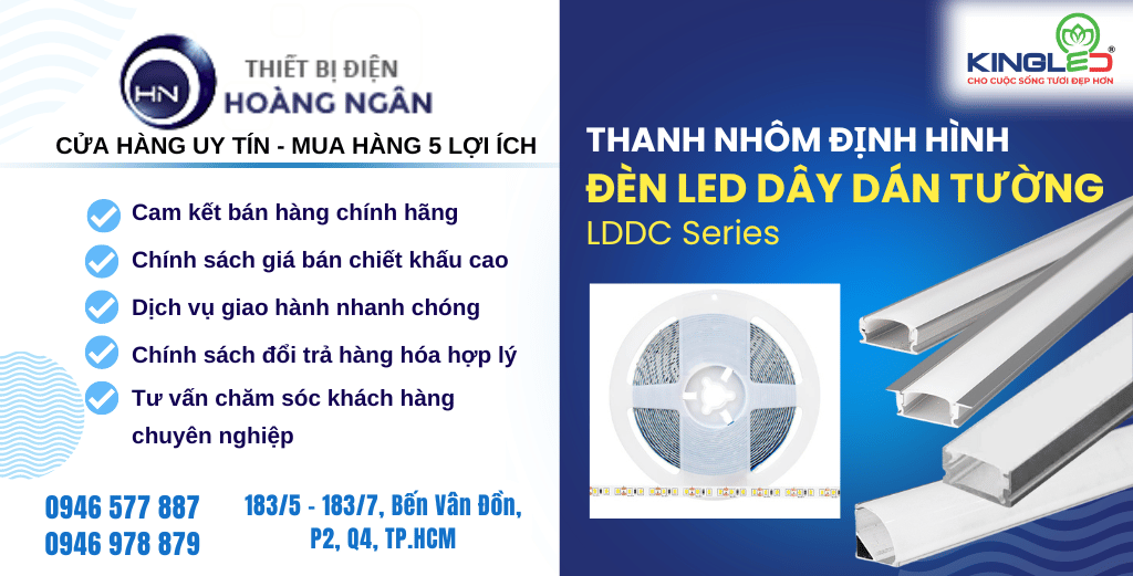 Thanh nhôm định hình dùng cho Đèn LED Dây Dán LDDC Series KingLED