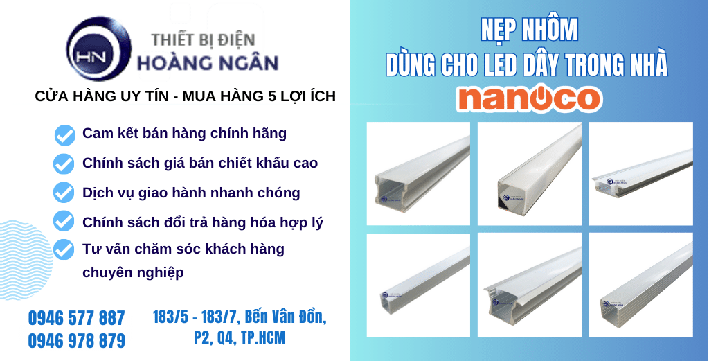 Thanh Nhôm Dùng Cho LED Dây Trong Nhà Nanoco
