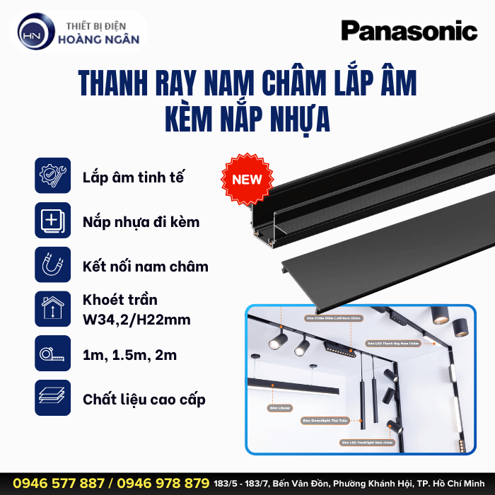 Thanh Ray Nam Châm Lắp Âm Kèm Nắp Nhựa Nanoco