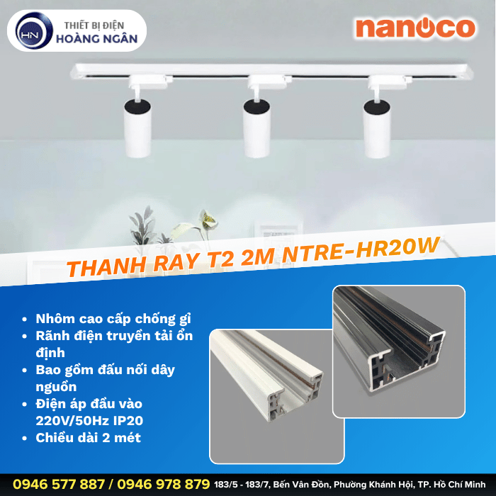 Thanh Ray 2m T2 Dùng Cho Đèn Track Light T2 - EIRA Series