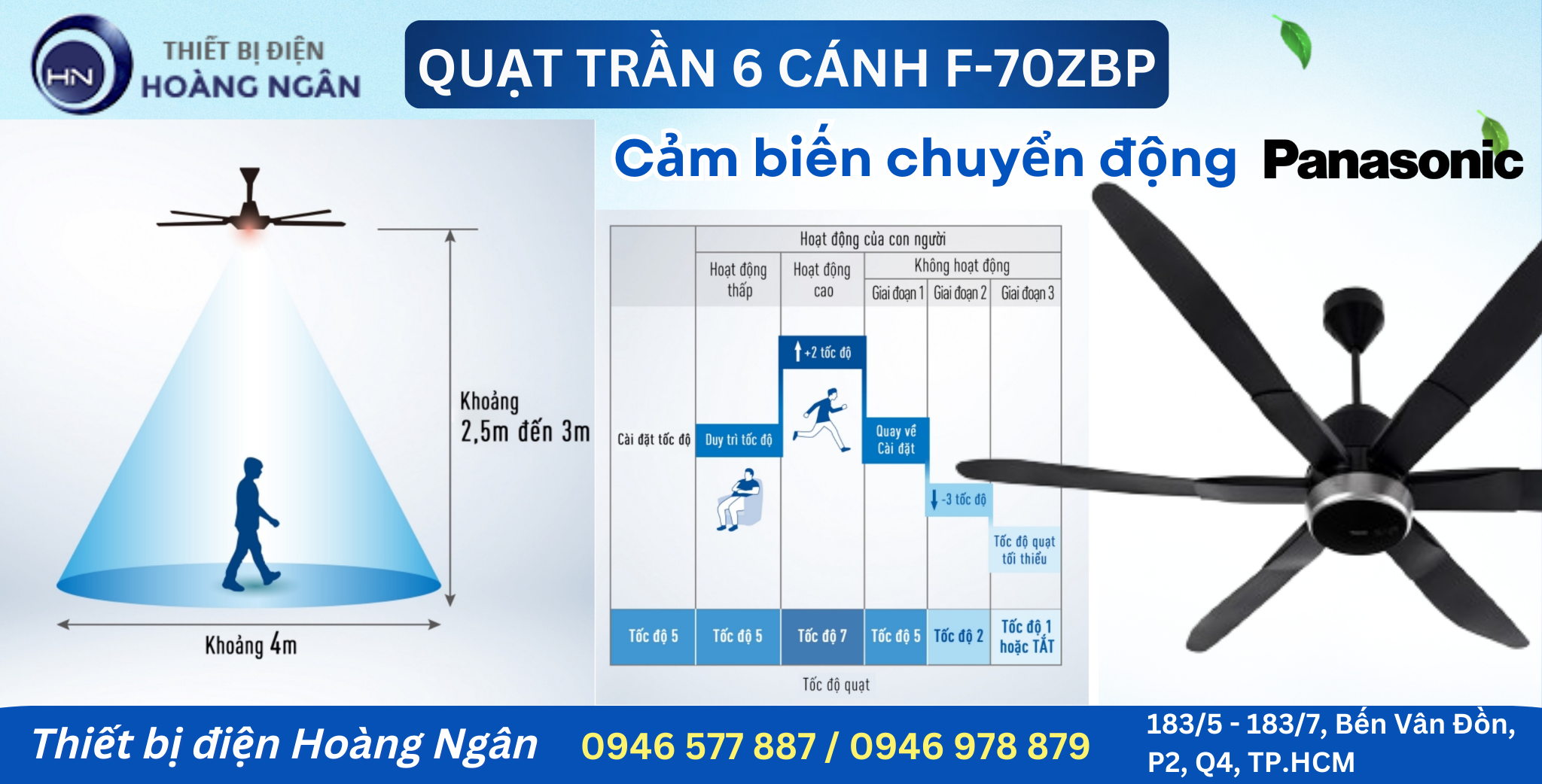 Quạt Trần 6 Cánh Panasonic F-70ZBP Cảm Biến