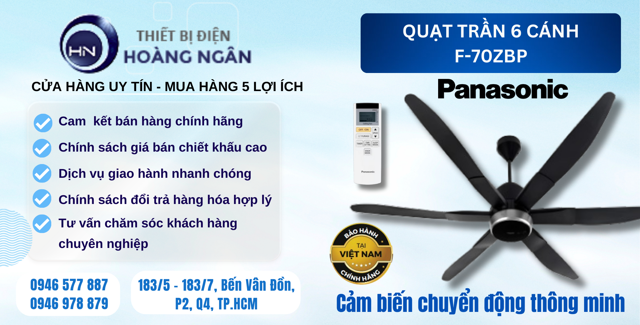 Quạt Trần 6 Cánh Panasonic F-70ZBP Cảm Biến