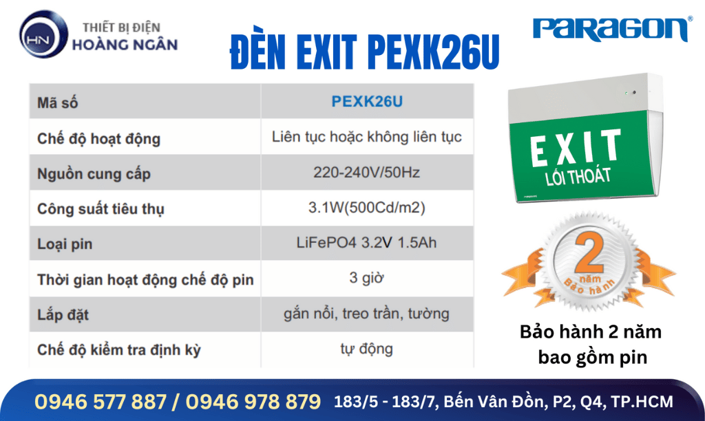 Đèn Thoát Hiểm Paragon PEXK26U