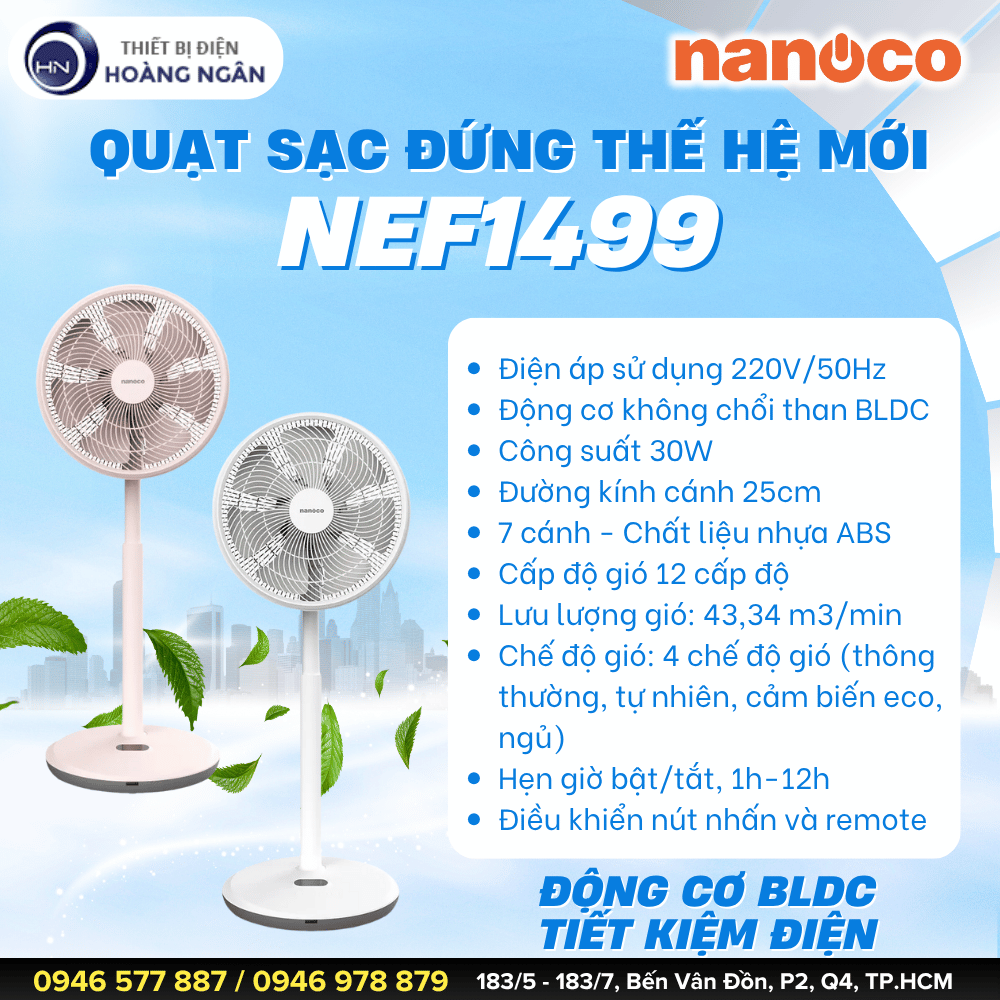 Thông số kỹ thuật Quạt Đứng Nanoco NEF1499