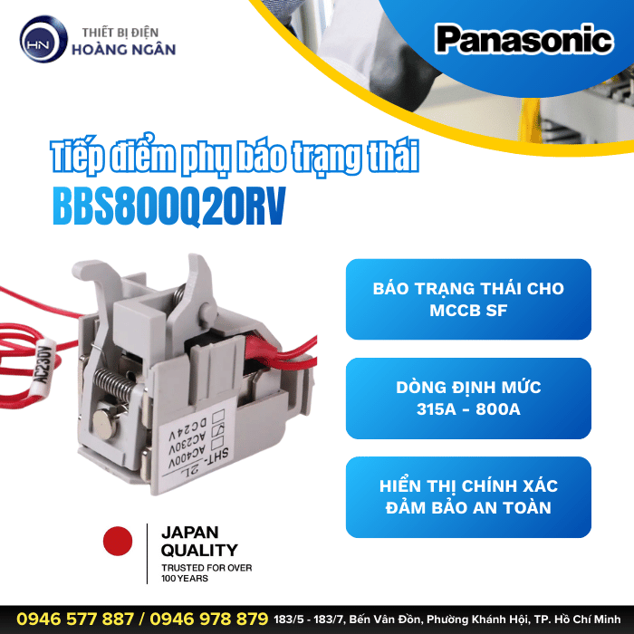 Tiếp điểm phụ báo trạng thái bên phải BBS800Q20RV cho dòng SF Panasonic
