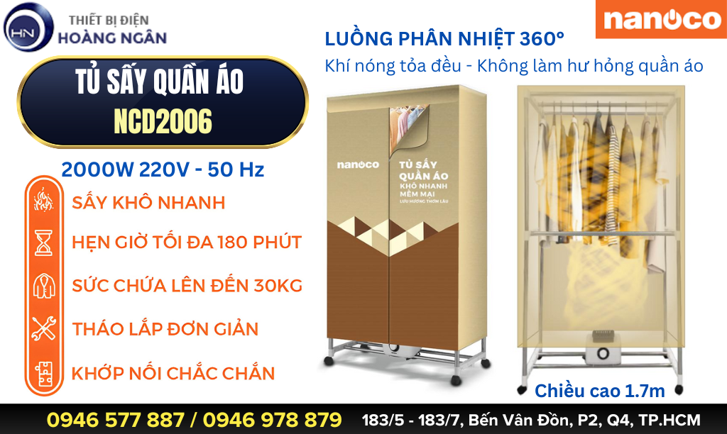 Tủ Sấy Quần Áo Nanoco NCD2006