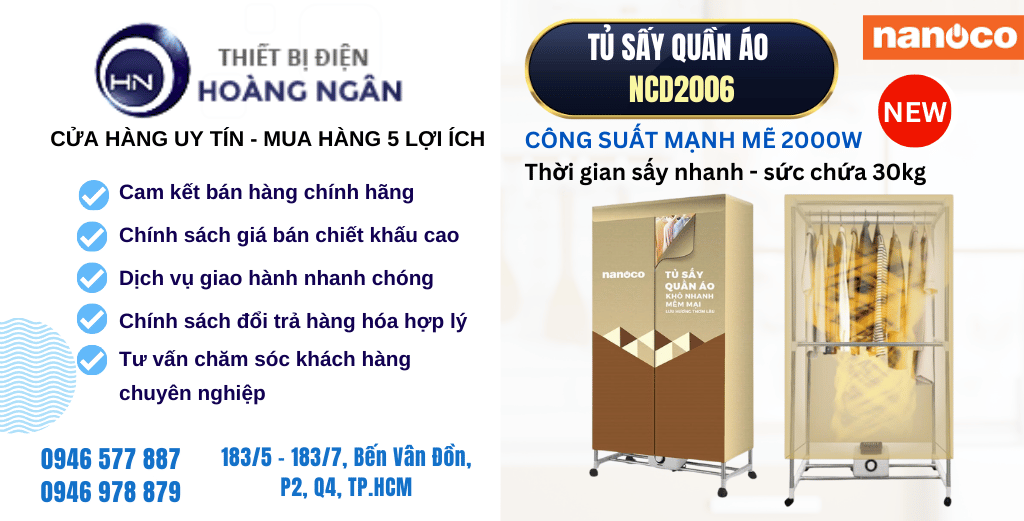 Tủ Sấy Quần Áo Nanoco NCD2006