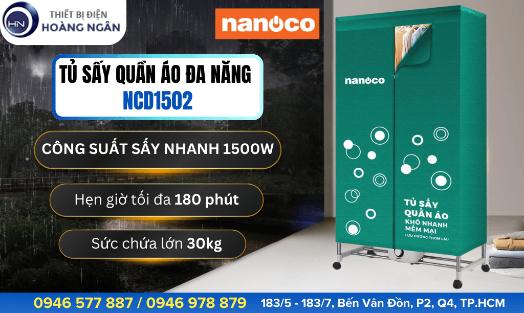 Tủ Sấy Quần Áo Nanoco NCD1502