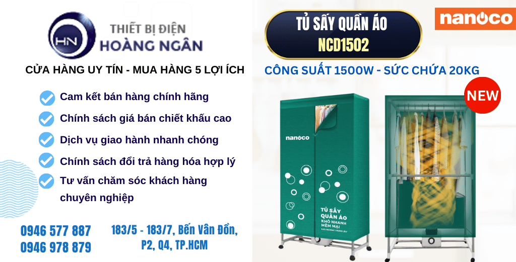 Tủ Sấy Quần Áo Nanoco NCD1502