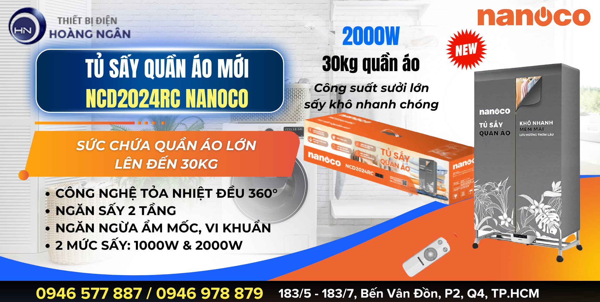 Tủ Sấy Quần Áo Nanoco NCD2024RC