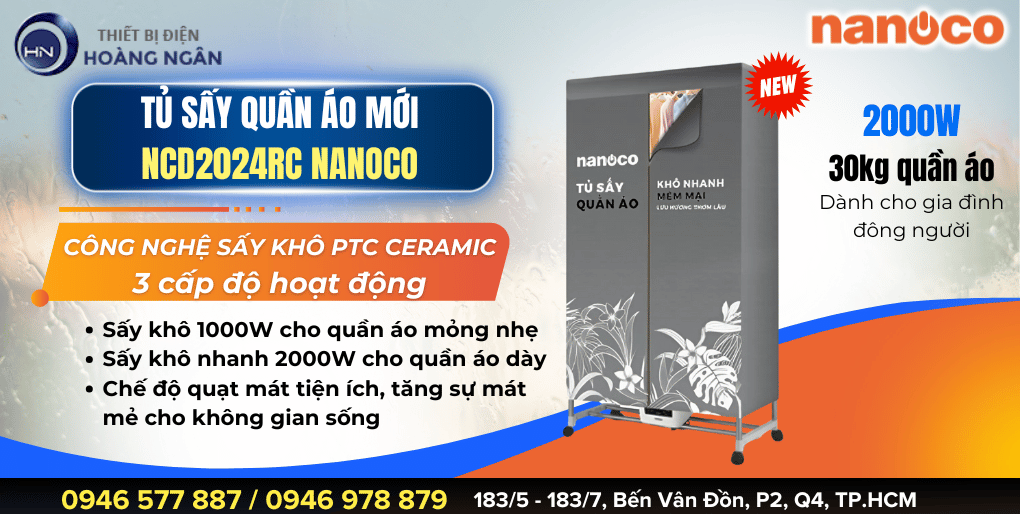 Tủ Sấy Quần Áo Nanoco NCD2024RC