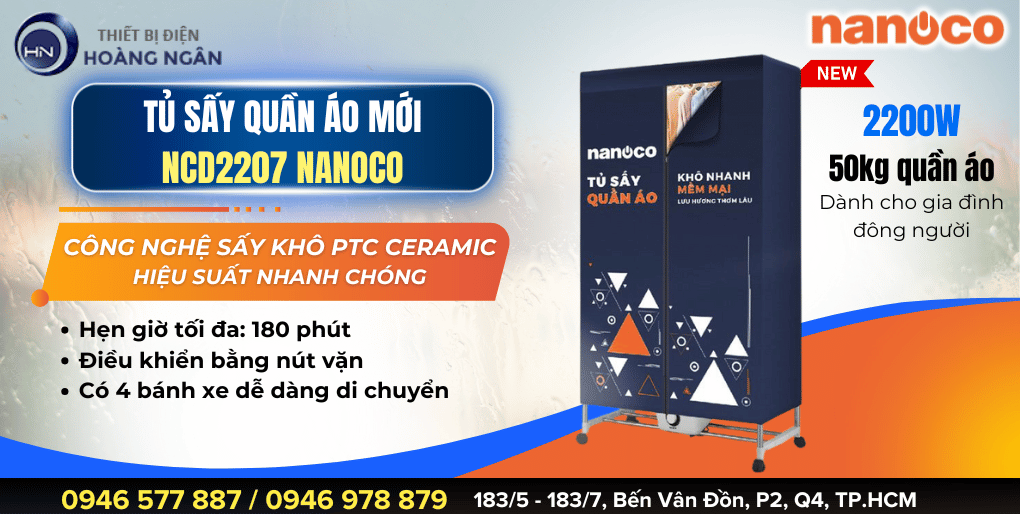 Tủ sấy quần áo Nanoco NCD2207