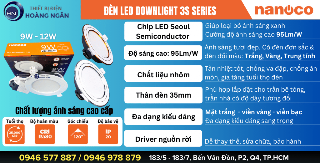 Ưu, nhược điểm của Đèn LED Downlight 3S Series 