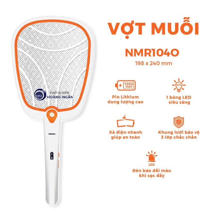 Vợt Muỗi NMR104O Nanoco Dung Lượng Pin Lớn