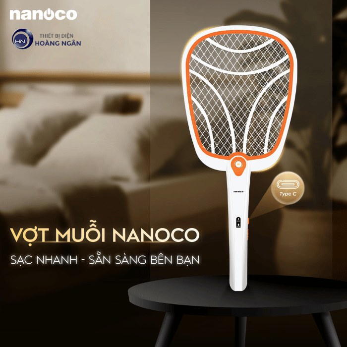 Vợt Muỗi NMR104O Nanoco Dung Lượng Pin Lớn