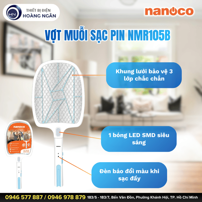Vợt Muỗi Nanoco NMR105B