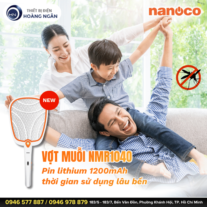 Vợt Muỗi NMR104O Nanoco Dung Lượng Pin Lớn