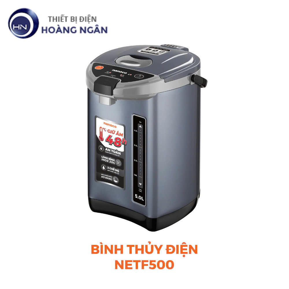 Bình Thủy Điện NETF500 5L Màu Xanh Đen Nanoco