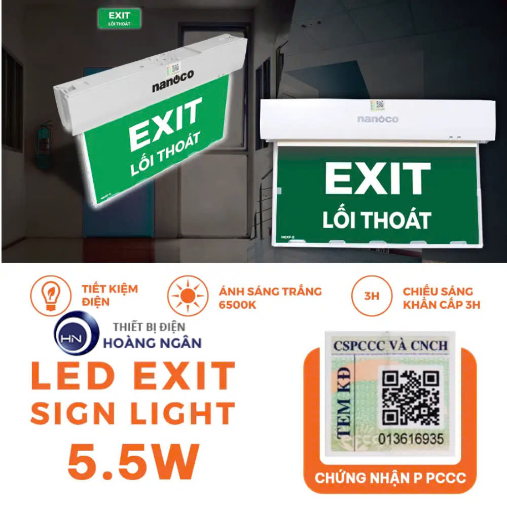 Đèn LED Thoát Hiểm Hình Exit Lối Thoát NEX2108C1 Nanoco | Có Chứng Nhận PCCC