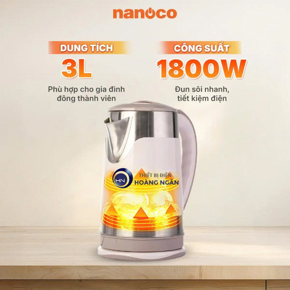 Bình Đun Siêu Tốc Nanoco NKT3018BR 3L