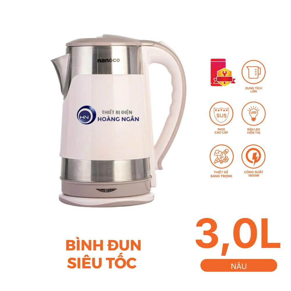 Bình Đun Siêu Tốc Nanoco NKT3018BR 3L
