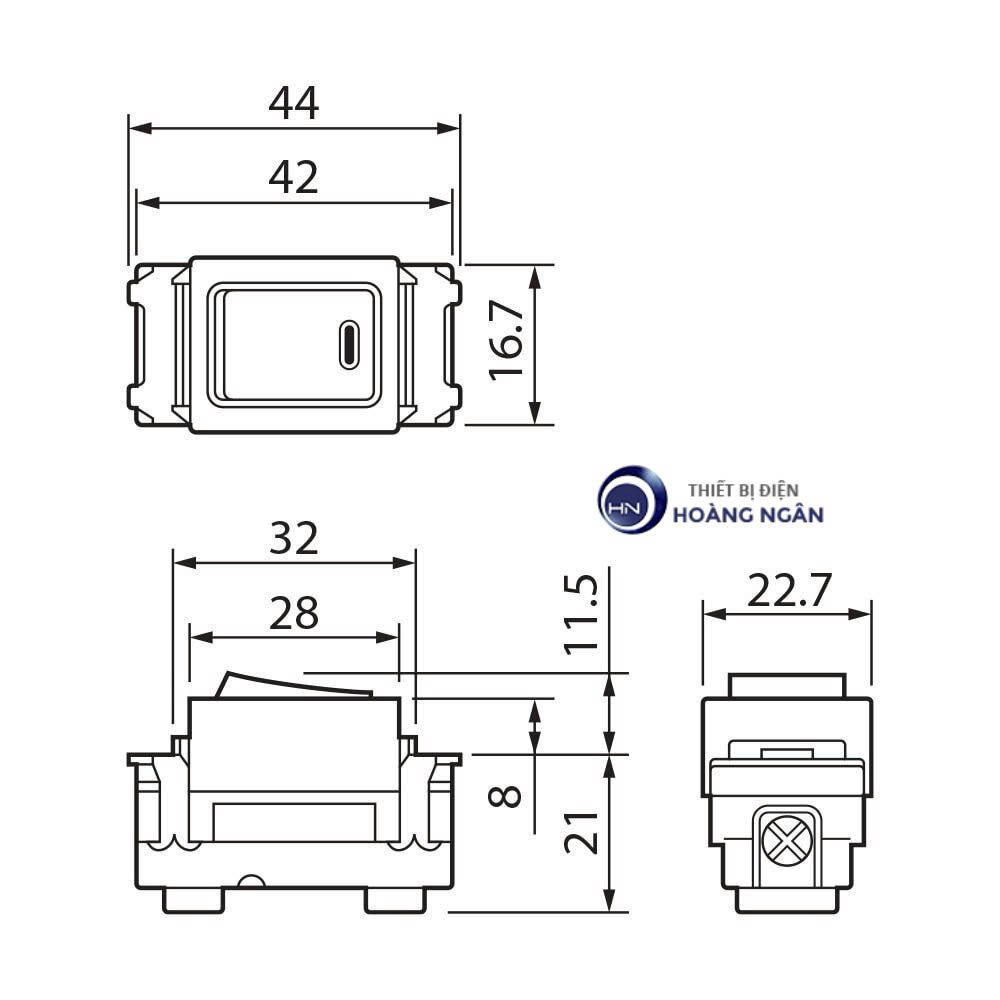 Công Tắc B, 1 Chiều, 250VAC - 16A WNV5001-7W Panasonic