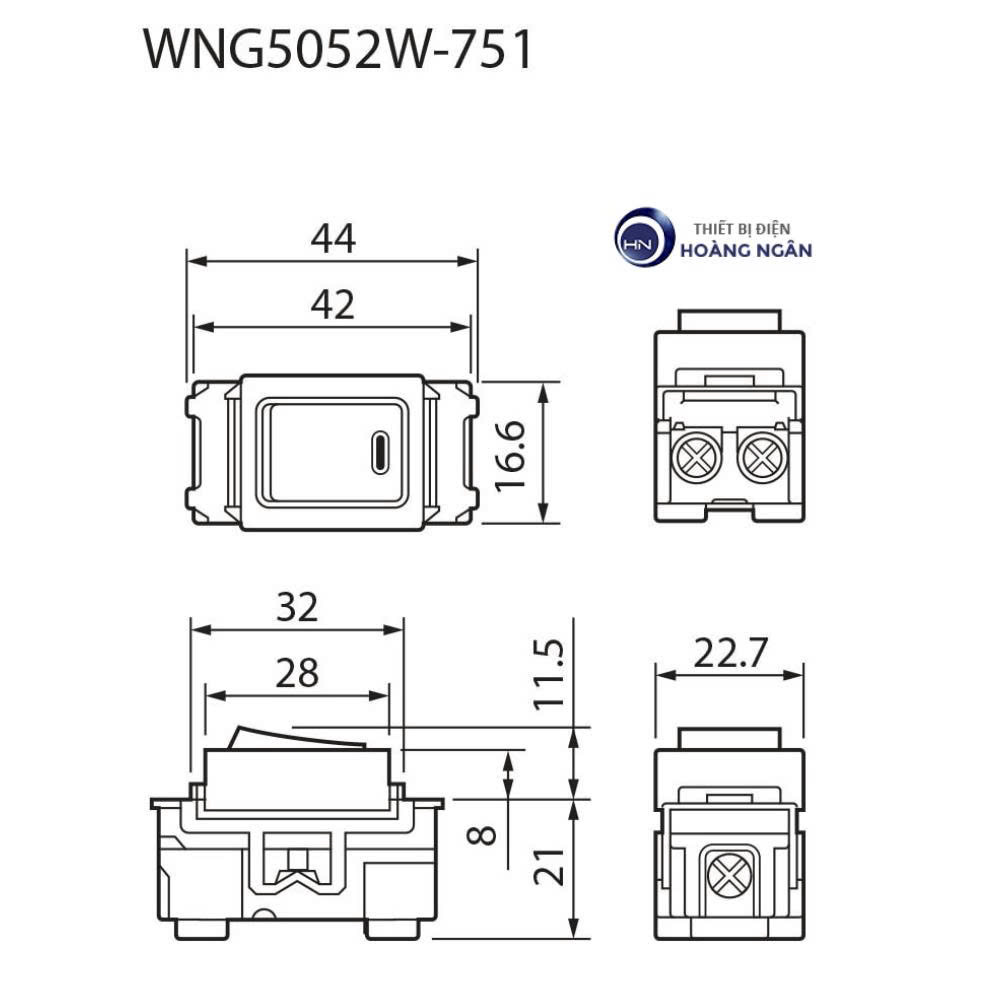 Công Tắc 2 Chiều WNG5052W-751 Panasonic, có đèn báo khi OFF