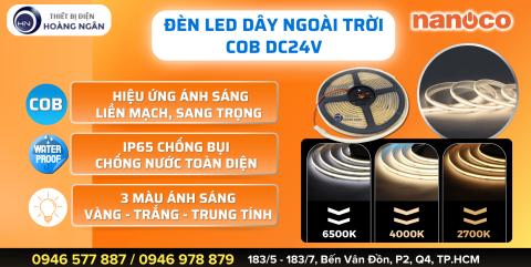 Đèn LED Dây Ngoài Trời COB Nanoco: DẢI SÁNG CAO CẤP, LIỀN MẠCH, SANG TRỌNG - IP65 CHỐNG NƯỚC TOÀN DIỆN