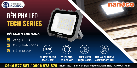 Đèn Pha LED Nanoco Đổi Màu Công Nghệ Mới 2025 - 3 Màu Ánh Sáng Linh Hoạt, Bền Bỉ Chuẩn IP66