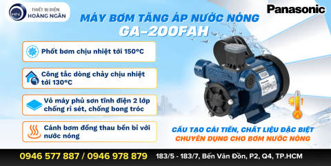 MÁY BƠM TĂNG ÁP NƯỚC NÓNG PANASONIC GA-200FAH: ĐỘNG CƠ CHỊU NHIỆT CAO CẤP - MỚI NHẤT 2025