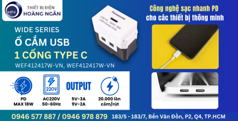 Ổ CẮM USB 1 CỔNG TYPE C PANASONIC - CÔNG NGHỆ NHẬT BẢN - SẠC NHANH TIỆN LỢI