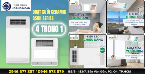 Quạt Sưởi Nhà Tắm Ceramic QSDH Series KingLed 4IN1